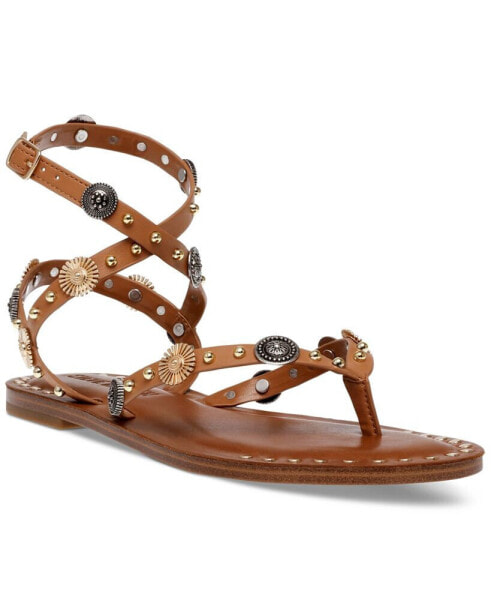 Women's Recent Ankle-Wrap Studded Flat Sandals