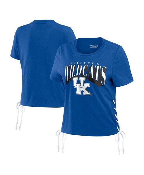 Women's Royal Kentucky Wildcats Side Lace-Up Modest Crop T-Shirt