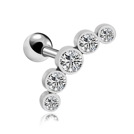 Long steel single earring with clear zircons VHLLE00669SW