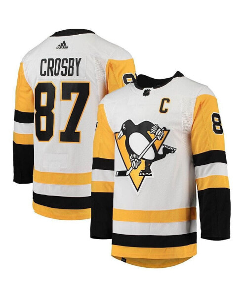 Men's Sidney Crosby White Pittsburgh Penguins Away Captain Patch Authentic Pro Player Jersey