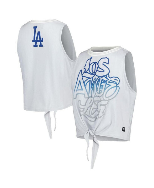 Women's Gray Los Angeles Dodgers Twisted Tie Front Tank Top