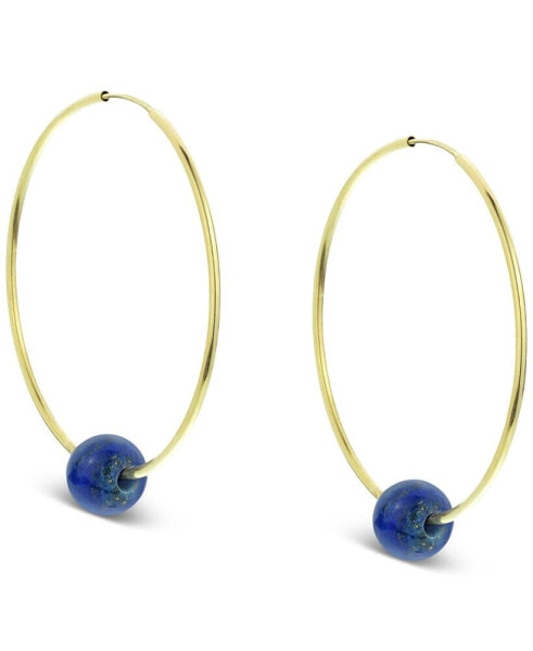 Jade Medium Hoop Earrings in 14k Gold, 1.57" (Also in Onyx, Turquoise, Lapis, & Freshwater Pearl)