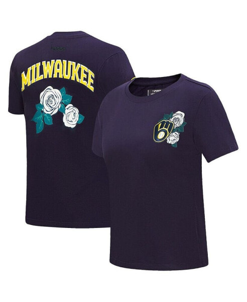 Футболка женская Pro Standard Milwaukee Brewers Navy с розами