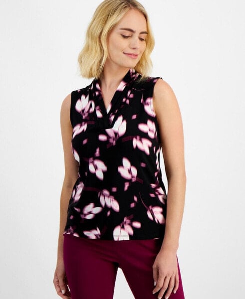 Petite Abstract-Print Shell Top