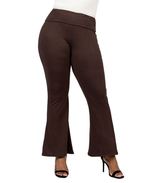 Plus Size Bell Bottom Foldover Waist Pants