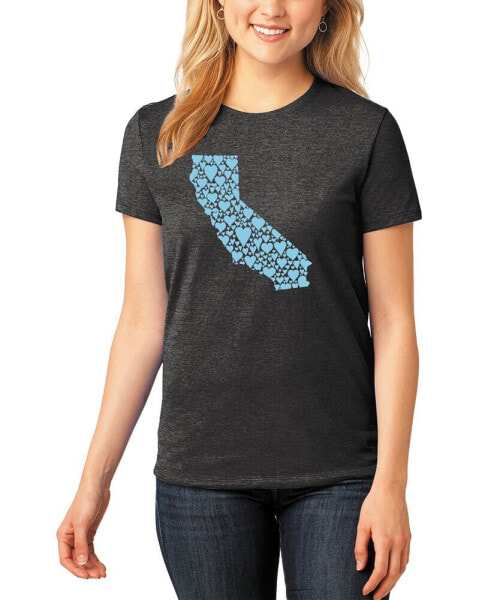 Women's Premium Blend California Hearts Word Art T-shirt