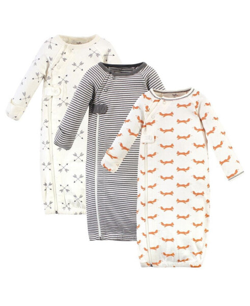 Baby Girls Baby Organic Cotton Zipper Long-Sleeve Gowns 3pk, Garden Floral