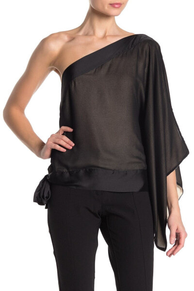 Vertigo 154082 Women's One Shoulder Blouse Bell Sleeve Black Tapioca Sz. XS