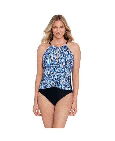 Women's ShapeSolver Draped High Neck One-Piece Swimsuit