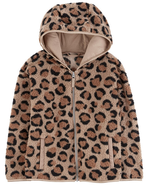 Kid Leopard Sherpa Hooded Zip Jacket 7