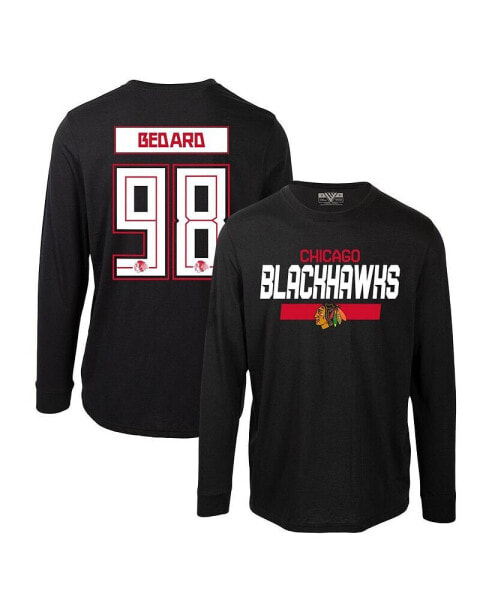 Men's Connor Bedard Black Chicago Blackhawks Oscar Name and Number Long Sleeve T-shirt