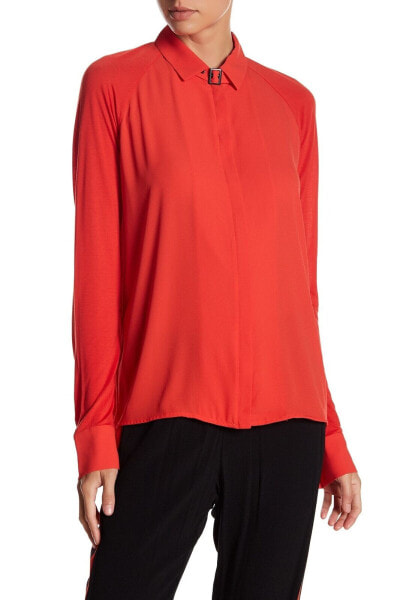 The Kooples 141654 Womens Casual Long Sleeve Collared Blouse Red Size Small