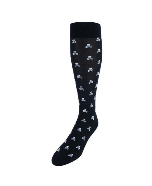 Rodger Skull and Cross Bones Over The Calf Mercerized Cotton Socks