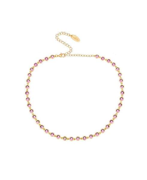 ETTIKA cubic Zirconia Disc and 18K Gold Plated Link Necklace