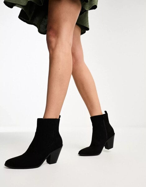 New Look heeled western boots in black