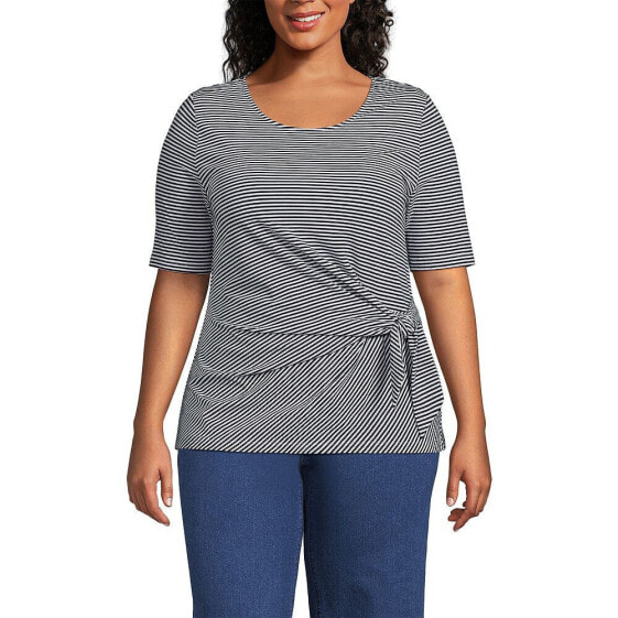 Plus Size Lightweight Jersey Tie Front Top