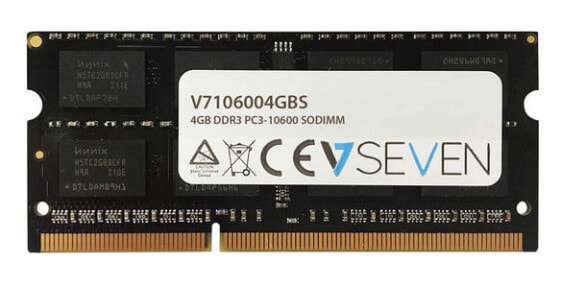 V7 4GB DDR3 PC3-10600 - 1333mhz SO DIMM Notebook Memory Module - V7106004GBS - 4 GB - 1 x 4 GB - DDR3 - 1333 MHz - 204-pin SO-DIMM - Black