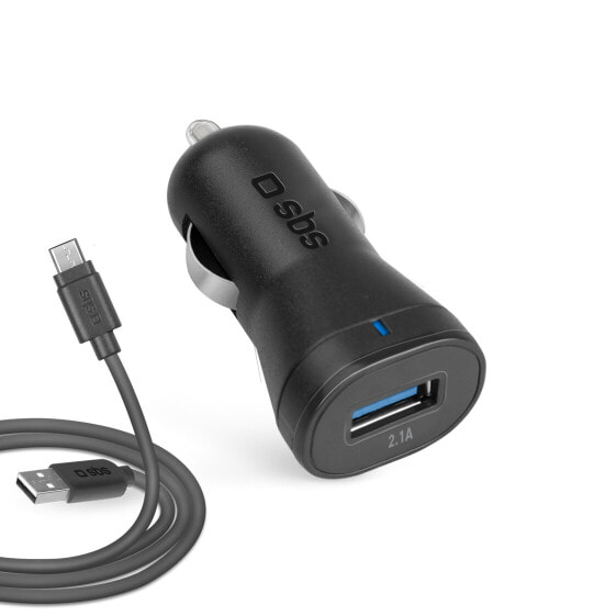 SBS Micro USB charging kit for cars, Auto, Cigar lighter, 5 V, 1 m, Black