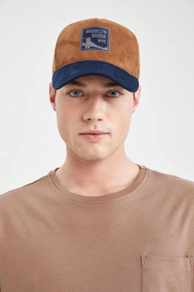 Erkek Renk Bloklu Süet Cap Şapka