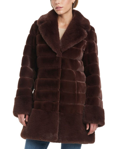 Women's Faux-Fur Notched Collar Coat