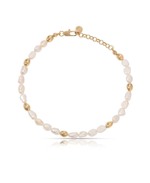 Freshwater Pearl Polished Pebble Beaded Anklet