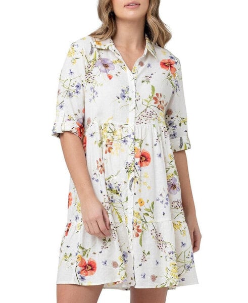 Maternity Bloom Floral Button Through Shirt Dress