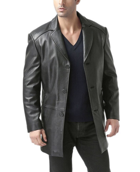 Men Carter Three-Button Leather Car Coat - Big and Tall