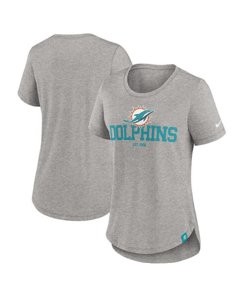 Women's Heather Gray Miami Dolphins Fashion Tri-Blend T-Shirt