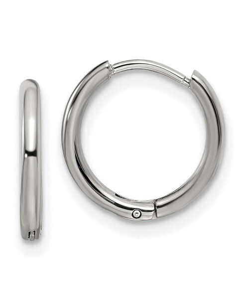 Stainless Steel Polished Hinged Hoop Earrings