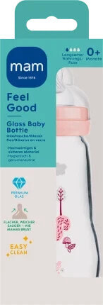 Babyflasche aus Glas Feel Good matt, rosa, von Geburt an, 260 ml, 1 St