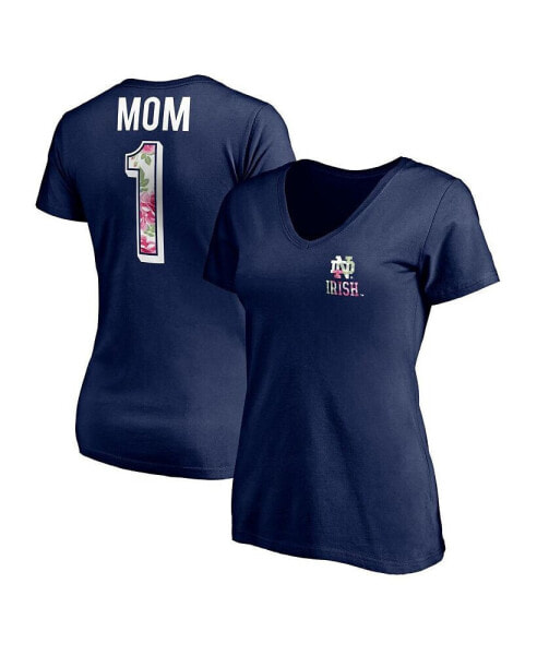 Women's Navy Notre Dame Fighting Irish Mother's Day Logo V-Neck T-shirt