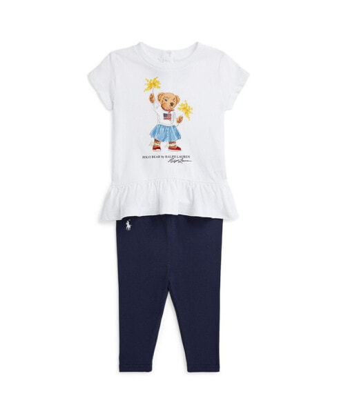 Комплект для младенцев от Polo Ralph Lauren Baby Girls Bear Jersey Tee and Legging Set.