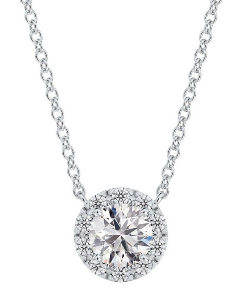 De Beers Forevermark diamond Halo Pendant Necklace (1/2 ct. t.w.) in 14k White or Yellow Gold, 16" + 2" extender