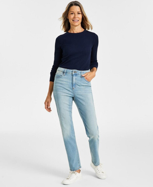 Women's High Rise Straight-Leg Jeans, Regular, Short and Long Lengths, Created for Macy's