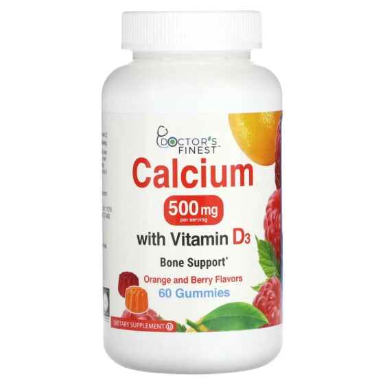 Doctor's Finest, Кальций с витамином D3, апельсин и ягоды, 500 мг, 60 жевательных таблеток