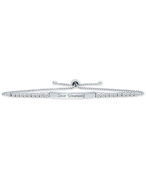 Cubic Zirconia "Love Yourself" Bolo Bracelet in Sterling Silver, Created for Macy's
