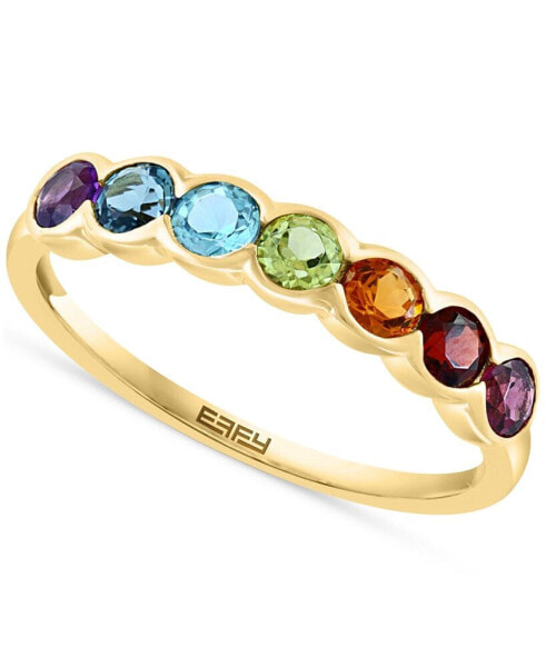 EFFY® Multi-Gemstone Scalloped Band (7/8 ct. t.w.) in 14k Gold-Plated Sterling Silver