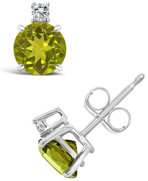 Peridot (1-1/10 ct. t.w.) and Diamond Accent Stud Earrings in 14K Yellow Gold
