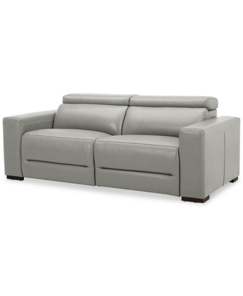 Nevio 82" 2-Pc. Leather Sectional with 2 Power Recliners and Headrests, Created For Macy's