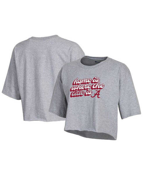 Women's Gray Alabama Crimson Tide Boyfriend Cropped T-shirt