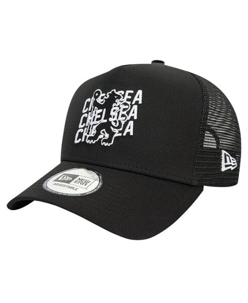 Men's Black Chelsea Wordmark Overlay A-Frame Trucker 9FORTY Adjustable Hat