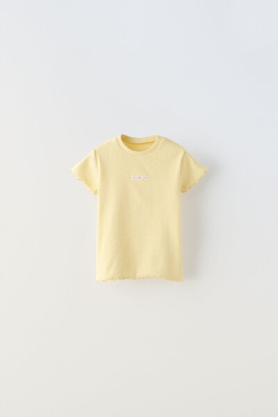 Ribbed t-shirt with embroidery