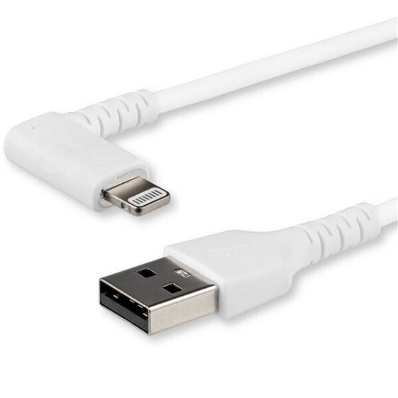 6ft (2m) Durable USB A to Lightning Cable - White 90° Right Angled Heavy Duty Rugged Aramid Fiber USB Type A to Lightning Charging/Sync Cord - Apple MFi Certified - iPhone - 2 m - Lightning - USB A - Male - Male - White