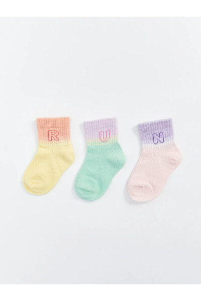 Baskılı Kız Bebek Soket Çorap 3'lü