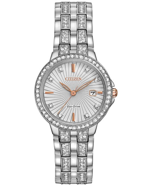 Women's Eco-Drive Crystal Accent Stainless Steel Bracelet Watch 28mm EW2340-58A