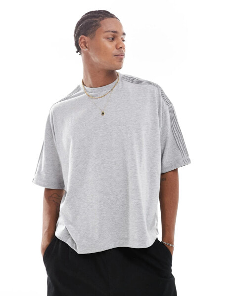 ASOS DESIGN oversized boxy t-shirt with pintuck detail in grey