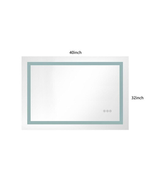 40x32 inch LED bathroom vanity mirror with anti-fog lights