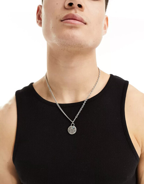 Classics 77 roam graphic pendant chain necklace in silver