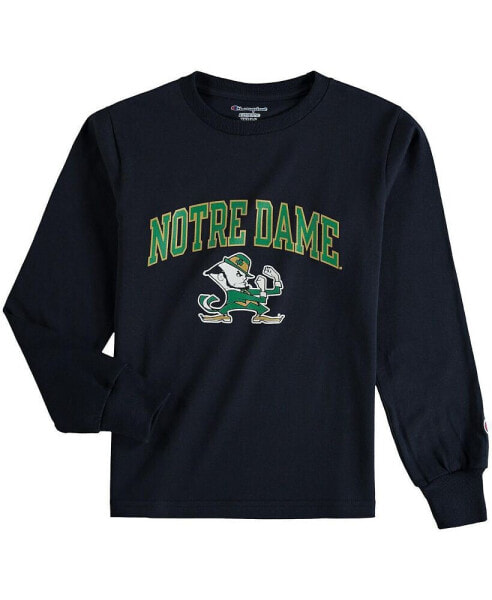 Big Boys Navy Notre Dame Fighting Irish Arch Logo Mascot Long Sleeve T-shirt