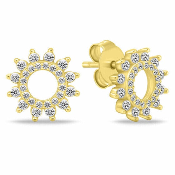 Gold-plated sun earrings with zircons EA1059Y